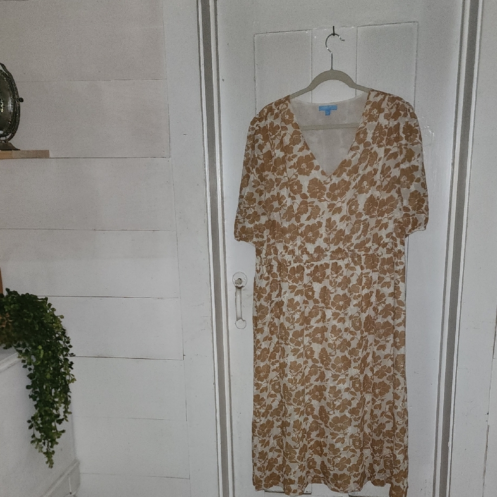 Draper James Brown Floral Midi Dress